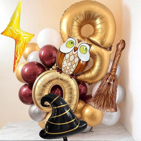 6pcs Magical Wizard Hat Balloons Hary Balloon Broom Balloons for Magic Themed Birthday Decorations Wizard Party Decor Magic Poter Decor Graduation Party Baby Shower Party Supplies in Saudi Arabia