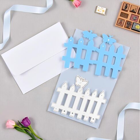 Butterfly Fence Die Cut for Card Making, Garden Metal Cutting Dies Congratulations Die Cuts Happy Birthday Embossing Stencils Template for DIY Scrap-Booking Decor Wedding Birthday Blessing Card in Saudi Arabia