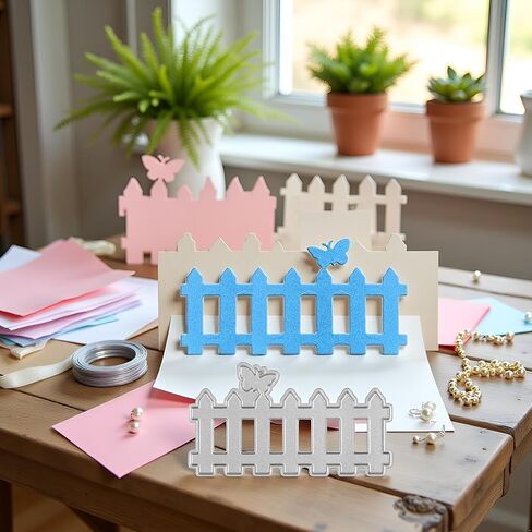 Butterfly Fence Die Cut for Card Making, Garden Metal Cutting Dies Congratulations Die Cuts Happy Birthday Embossing Stencils Template for DIY Scrap-Booking Decor Wedding Birthday Blessing Card in Saudi Arabia