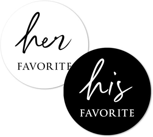 White Black His Her Favorite Stickers, 2 Inch Wedding Bridal Shower Party Favor Labels 80-Pack in Saudi Arabia