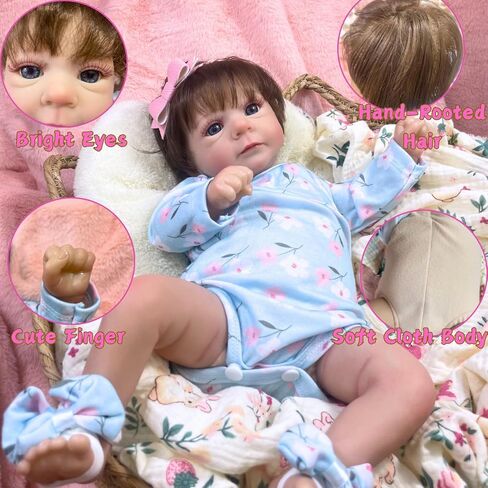 MRB Reborn Baby Dolls, 18-inch Realistic Newborn Baby Dolls with Soft Cloth Body, Real Life Baby with Doll Accessories for Kids Age 3 + in Saudi Arabia