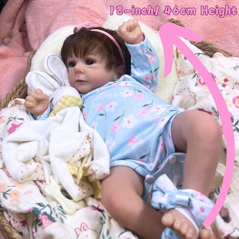 MRB Reborn Baby Dolls, 18-inch Realistic Newborn Baby Dolls with Soft Cloth Body, Real Life Baby with Doll Accessories for Kids Age 3 + in Saudi Arabia