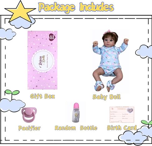 MRB Reborn Baby Dolls, 18-inch Realistic Newborn Baby Dolls with Soft Cloth Body, Real Life Baby with Doll Accessories for Kids Age 3 + in Saudi Arabia