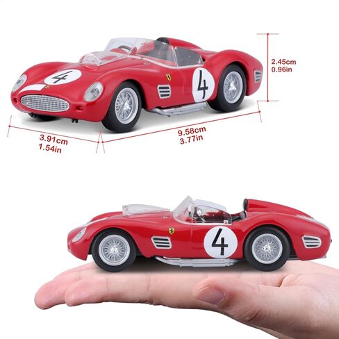 Bburago Ferrari Testarossa (1959): نموذج سيارة بمقياس 1:43، سلسلة سباقات فيراري، صندوق هدايا، 12 سم، أحمر #4 (18-36307) in Saudi Arabia