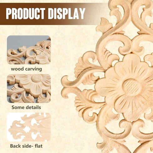 20pcs(4 Pack) Wood Appliques Decorative Carved Onlays, Wooden Carved Appliques DIY Decoration for Wood Furniture, Carving Decals for Wall Cupboard Door Bed Cabinet in Saudi Arabia
