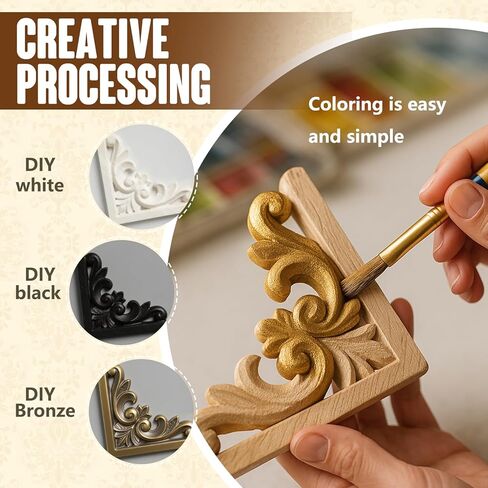 20pcs(4 Pack) Wood Appliques Decorative Carved Onlays, Wooden Carved Appliques DIY Decoration for Wood Furniture, Carving Decals for Wall Cupboard Door Bed Cabinet in Saudi Arabia