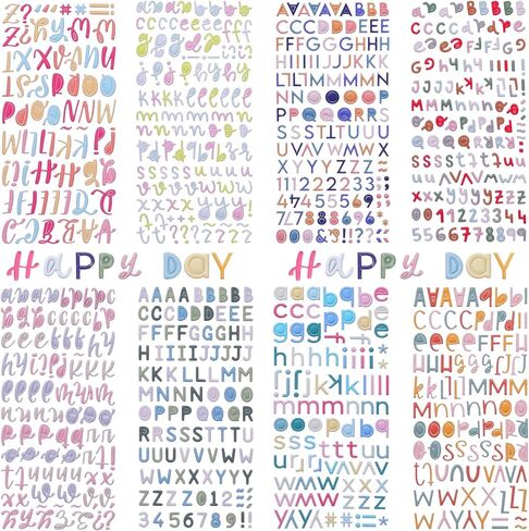 EORTA Scrapbooking Letter Stickers, 8 Sheets 3D Puffy Alphabet & Numbers Sticker Decor for Graduation Caps, Water Bottles, Teacher Supplies, DIY Crafts in Saudi Arabia