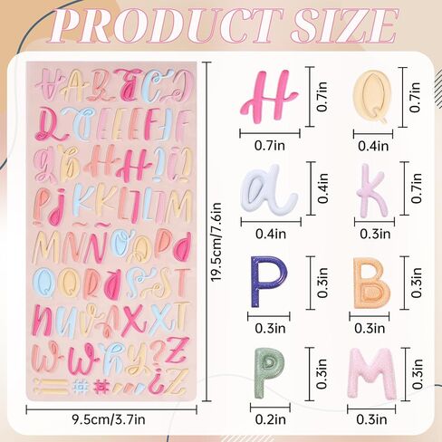 EORTA Scrapbooking Letter Stickers, 8 Sheets 3D Puffy Alphabet & Numbers Sticker Decor for Graduation Caps, Water Bottles, Teacher Supplies, DIY Crafts in Saudi Arabia