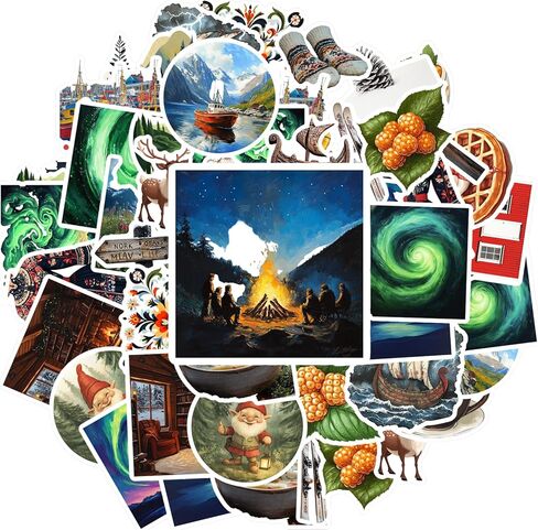 70Pcs Realistic Norway Travel Stickers, Waterproof Norway Culture Sticker for Water Bottle Laptop Phone Cases Skateboard Luggage Helmet Party Favor Decor, Ideal for Adults Teens Teacher Rewards in Saudi Arabia