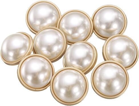 HARFINGTON 10 قطع 24 لتر أزرار خياطة معدنية ذهبية لؤلؤية 15 مم 5/8 بوصة أزرار معطف نسائية مستديرة مع بديل عرقوب بلاستيكي زر DIY لخياطة الملابس حرفة تزيين السترة، #1 in Kuwait