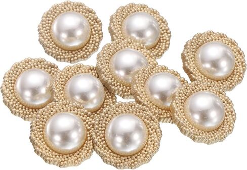 HARFINGTON 10pcs 48L Pearl Gold Metal Sewing Buttons 30mm 1-1/4" Round Women Coat Buttons with Plastic Shank Replacement DIY Button for Sewing Clothing Sweater Decoration Craft, #3 in Saudi Arabia