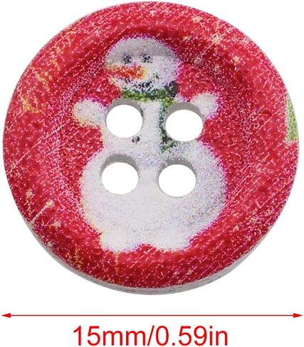 100PCS 15mm Christmas Wooden Buttons Flat Bottomed Button Sewing for Craft DIY Decoration Halloween Costumes Card in Saudi Arabia