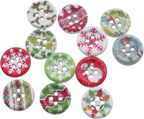 100PCS 15mm Christmas Wooden Buttons Flat Bottomed Button Sewing for Craft DIY Decoration Halloween Costumes Card in Saudi Arabia