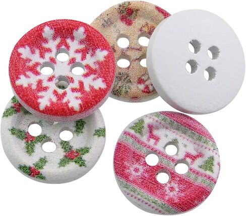 100PCS 15mm Christmas Wooden Buttons Flat Bottomed Button Sewing for Craft DIY Decoration Halloween Costumes Card in Saudi Arabia