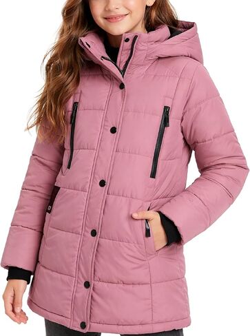 معطف الشتاء للفتيات من CANADA WEATHER GEAR - سترة منتفخة مبطنة بطول الملعب (4-16) in Saudi Arabia