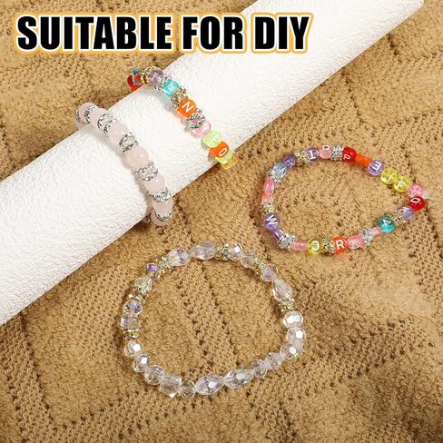 100 Pcs 12mm Silver and Gold Rondelle Spacer Beads Rhinestone Crystal for Jewelry Making, Fancy Sparkle Crystal Spacer Beads for DIY Pens Bracelet Jewelry Making in Saudi Arabia