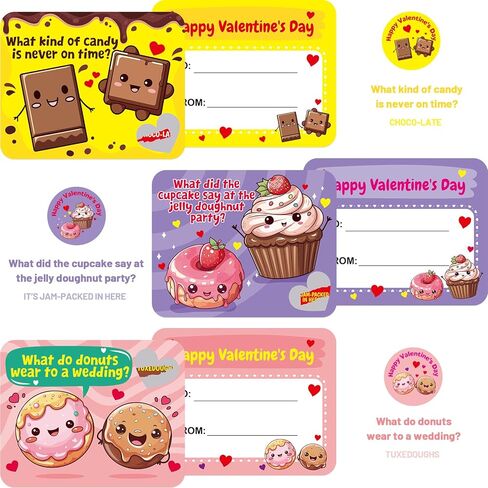 Fancy Land Valentines Cards Scratch Off Jokes for Kids Sweet Dessert Card with Envelopes for Boys Girls Holiday Exchange Supplies 36Pcs in Saudi Arabia