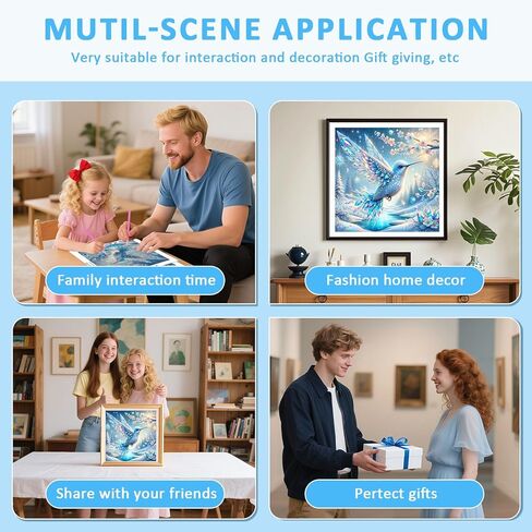 مجموعات الطلاء الماسي 5D من Skyboda Hummingbird للبالغين، طقم فني ماسي للشتاء الطنان للمبتدئين، نقاط ماسية دائرية كاملة مع أحجار كريمة فنية لتزيين جدران المنزل مقاس 12 × 12 بوصة in Kuwait