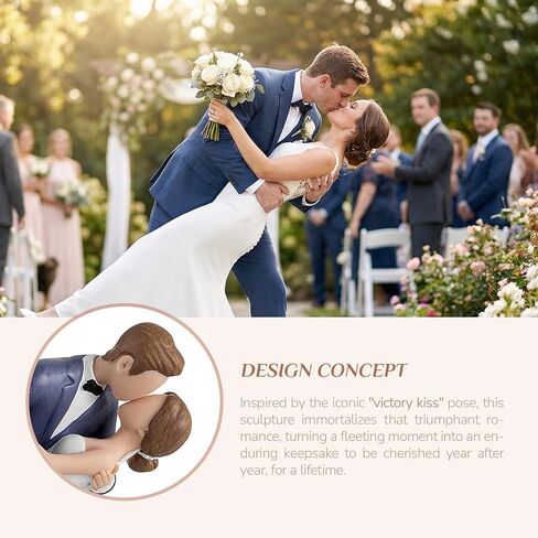 Wedding Cake Topper Decoration: Bride and Groom Kissing Resin Figurine with Secure Base – Romantic Couple Gifts for Wedding Anniversary & Engagement in Saudi Arabia