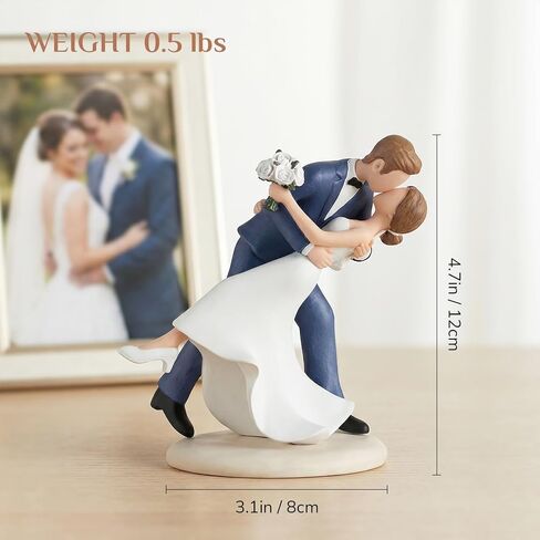 Wedding Cake Topper Decoration: Bride and Groom Kissing Resin Figurine with Secure Base – Romantic Couple Gifts for Wedding Anniversary & Engagement in Saudi Arabia