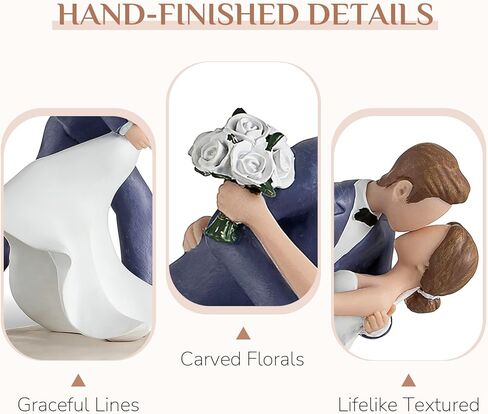 Wedding Cake Topper Decoration: Bride and Groom Kissing Resin Figurine with Secure Base – Romantic Couple Gifts for Wedding Anniversary & Engagement in Saudi Arabia