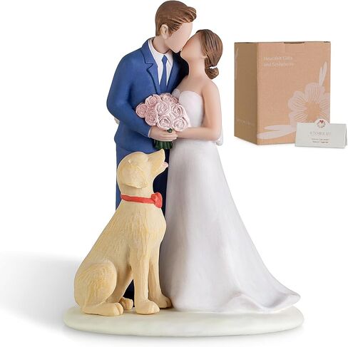 Wedding Cake Topper Decoration: Bride and Groom Kissing Resin Figurine with Secure Base – Romantic Couple Gifts for Wedding Anniversary & Engagement in Saudi Arabia
