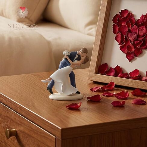 Wedding Cake Topper Decoration: Bride and Groom Kissing Resin Figurine with Secure Base – Romantic Couple Gifts for Wedding Anniversary & Engagement in Saudi Arabia