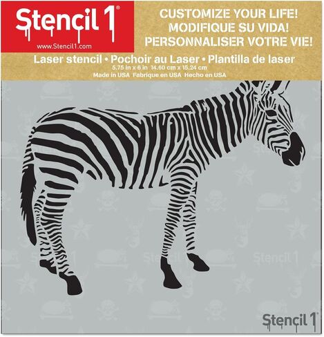 Stencil1 Zebra Stencil - استنسل مايلر عالي الجودة قابل لإعادة الاستخدام للرسم - حرف استنسل الحمار الوحشي والديكور على الجدران والأقمشة والأثاث الفني - 5.75 بوصة × 6 بوصة in Kuwait