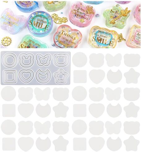 BIGEBO Resin Shaker Molds Set, Quicksand Silicone Molds with 5 Set PVC Sheets for DIY Handicraft Keychain Pendant Charms Accessory in Saudi Arabia