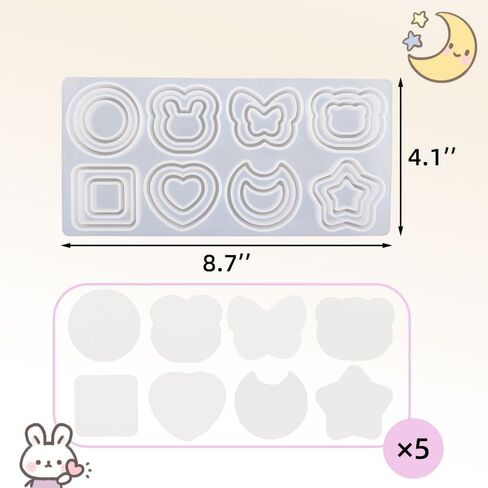 BIGEBO Resin Shaker Molds Set, Quicksand Silicone Molds with 5 Set PVC Sheets for DIY Handicraft Keychain Pendant Charms Accessory in Saudi Arabia