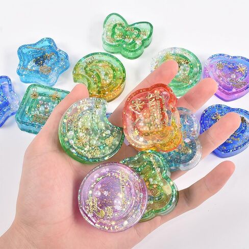 BIGEBO Resin Shaker Molds Set, Quicksand Silicone Molds with 5 Set PVC Sheets for DIY Handicraft Keychain Pendant Charms Accessory in Saudi Arabia