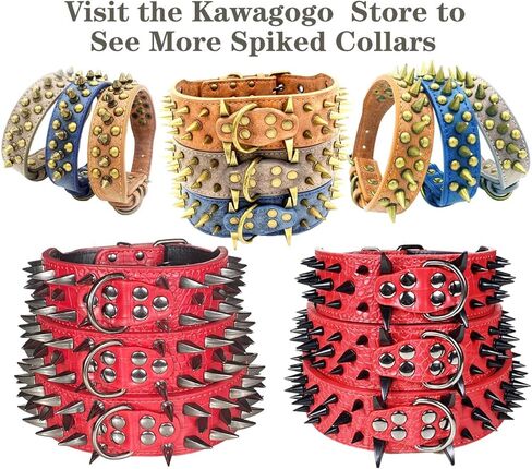 Spiked Studded Dog Collar, Anti-bite PU Leather Collar for Small Medium Large Dogs (Brown, XL) in Saudi Arabia