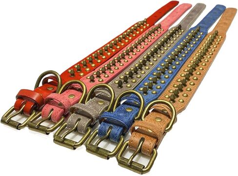 Spiked Studded Dog Collar, Anti-bite PU Leather Collar for Small Medium Large Dogs (Brown, XL) in Saudi Arabia