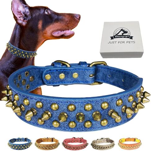 Spiked Studded Dog Collar, Anti-bite PU Leather Collar for Small Medium Large Dogs (Brown, XL) in Saudi Arabia