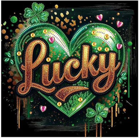 MVVMTOP Diamond Painting Kit St Patrick’s Day Dwarf Shamrock Lucky Coins Special Shaped 5D Partial Crystal Diamond Art DIY Wall Decor Gift in Saudi Arabia