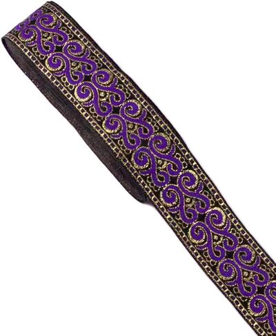 MSCFTFB Palmette Patterns Jacquard Ribbon Woven Fabric Ribbons Fabric Trim Fringe for Apparel Accessories Embellishment Straps Belts Collars DIY Fabric Craft Width 1.3inch by 7.6yards (Green) in Saudi Arabia