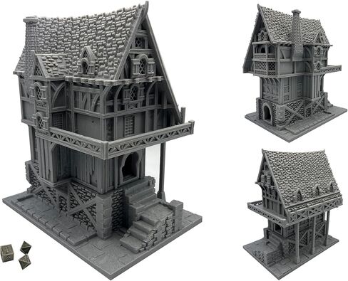 HAUTICO Tabletop Miniature Building, Middle-Ages Medieval Gothic Architecture Terrain, Decoration Background Dioramas, Paintable (Medium Scale) in Kuwait