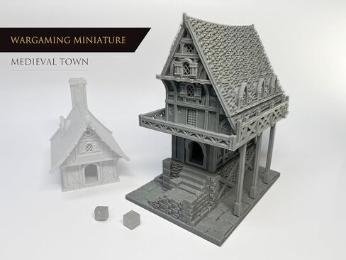 HAUTICO Tabletop Miniature Building, Middle-Ages Medieval Gothic Architecture Terrain, Decoration Background Dioramas, Paintable (Medium Scale) in Kuwait