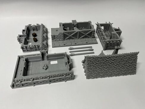 HAUTICO Tabletop Miniature Building, Middle-Ages Medieval Gothic Architecture Terrain, Decoration Background Dioramas, Paintable (Medium Scale) in Kuwait