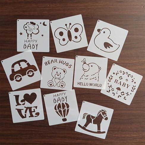 22 Pack Letters Numbers Templates for Painting Fabric,Baby Shower Stencils Animals Pattern for Clothes, Bibs, Bags, Shirts, Shoes in Saudi Arabia