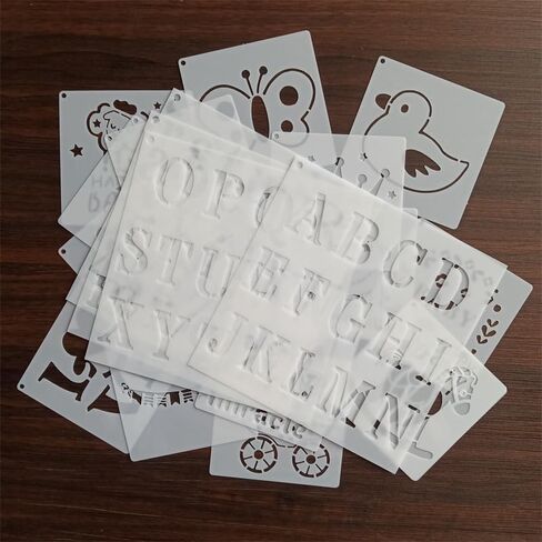 22 Pack Letters Numbers Templates for Painting Fabric,Baby Shower Stencils Animals Pattern for Clothes, Bibs, Bags, Shirts, Shoes in Saudi Arabia