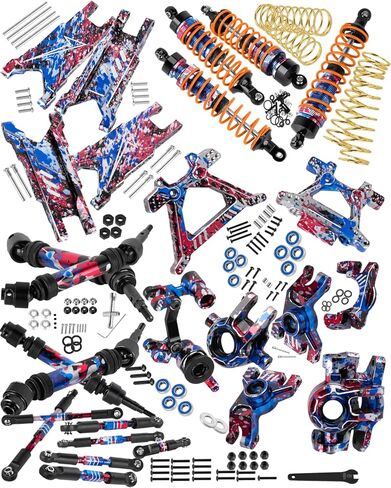 RC Upgrades Part for 1/10 Slash/Rustler/Stampede 4x4(VXL),Driveshafts,Shock Absorber,A Arms,Shock Towers,Turnbuckles,Caster Block,Steering Blocks,Rear Stub Axle Carriers,Steering,Red in Saudi Arabia