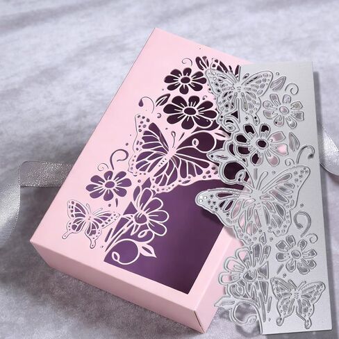 قواطع القوالب لصنع البطاقات، قوالب القطع المعدنية، قطع القصاصات، قوالب صنع البطاقات من أجل الحرف اليدوية، ألبوم القصاصات، البطاقات الورقية والنقش (زهرة الفراشة - 7.5 × 15.7 سم) in Kuwait