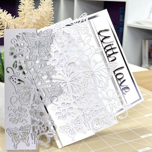 قواطع القوالب لصنع البطاقات، قوالب القطع المعدنية، قطع القصاصات، قوالب صنع البطاقات من أجل الحرف اليدوية، ألبوم القصاصات، البطاقات الورقية والنقش (زهرة الفراشة - 7.5 × 15.7 سم) in Kuwait