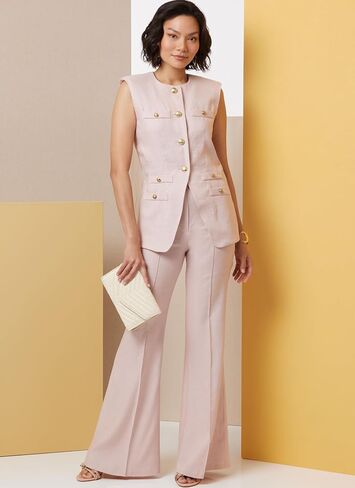 Butterick B7027K5 سترة مبطنة وسروال عالي الارتفاع من Misses، رمز التصميم B7027، المقاسات 8-10-12-14-16 in Kuwait