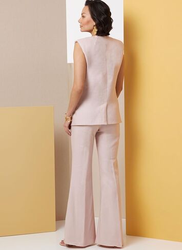 Butterick B7027K5 سترة مبطنة وسروال عالي الارتفاع من Misses، رمز التصميم B7027، المقاسات 8-10-12-14-16 in Kuwait