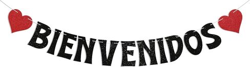 لافتة Bienvenidos - لافتة Bienvenidos a Casa، لافتة ترحيب إسبانية، ديكورات حفلات المنزل المكسيكية Fiesta Welcoem باللون الأسود اللامع in Saudi Arabia