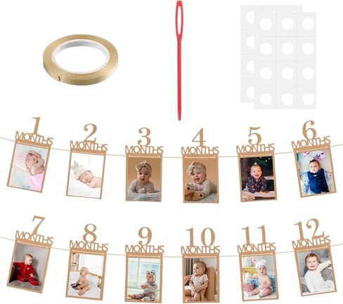 simarro 1st Birthday Party Photo Banner, Newborn to 12 Months Photo Garland Display For Baby Boy Girl Party Decoration Supplies Monthly Milestones First Birthday Picture Banner in Kuwait