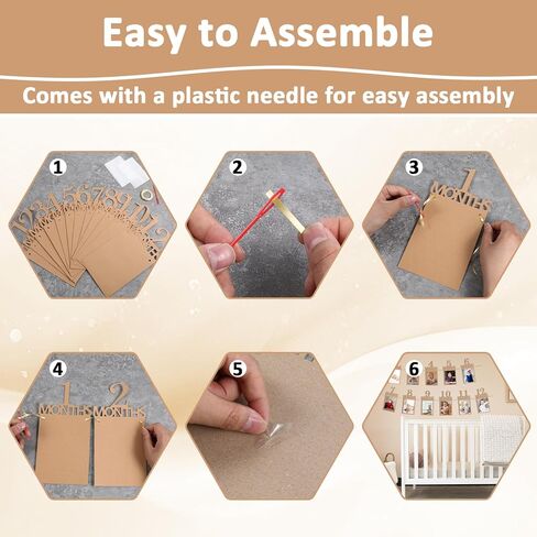 simarro 1st Birthday Party Photo Banner, Newborn to 12 Months Photo Garland Display For Baby Boy Girl Party Decoration Supplies Monthly Milestones First Birthday Picture Banner in Kuwait