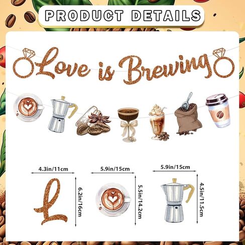 Love is Brewing Bridal Shower Decorations Love is Brewing Banner Garland Hanging Swirls Coffee Themed Bridal Shower Decorations for Bachelorette Engagement Party Supplies in Saudi Arabia